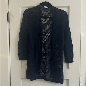 Westport Women's Dark Blue Open-Knit Cardigan Large Petite